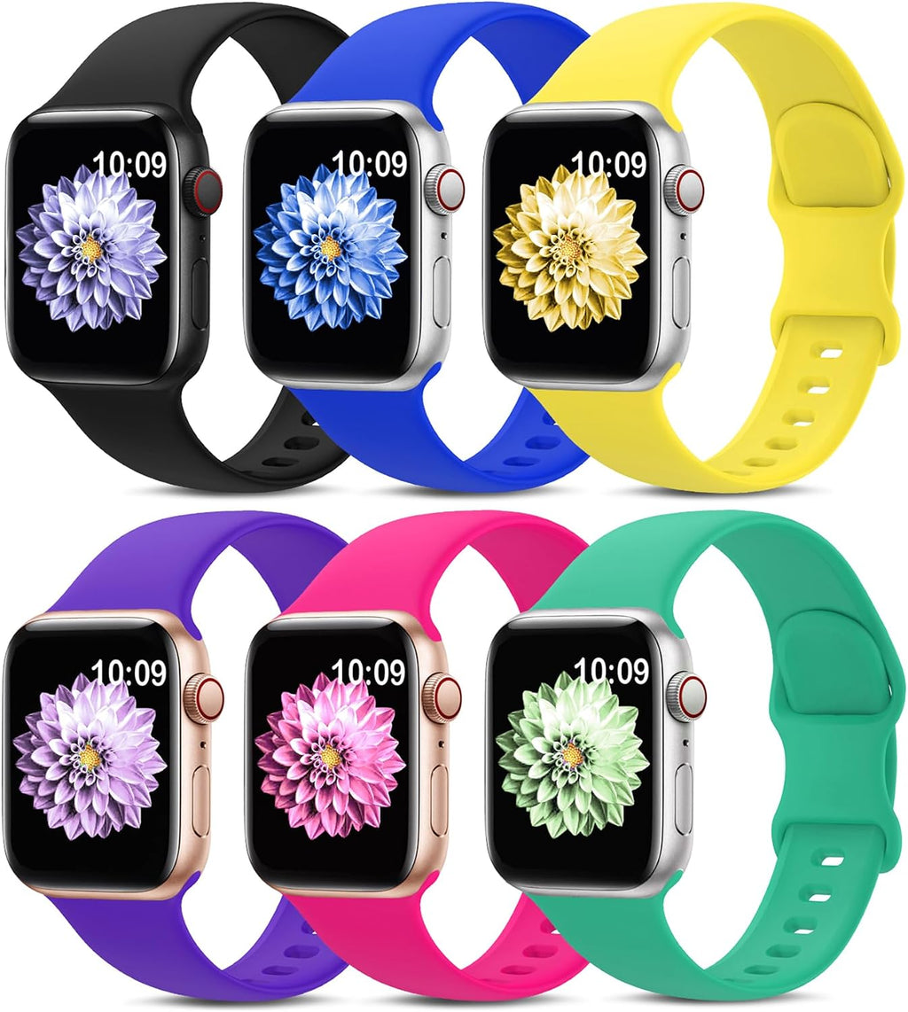 6 Pack Sport Silicone Bands Compatible with Apple Watch Band for Women Men