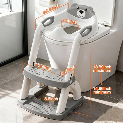 Potty Training Toilet for Toddlers, 2-in-1 Potty Training seat, Anti-Slip (Chocolate, Bear)