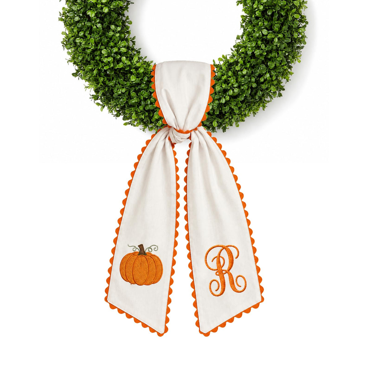 Halloween Pumpkin Wreath Sash Fall Front Door Orange Bow Decor (Y)