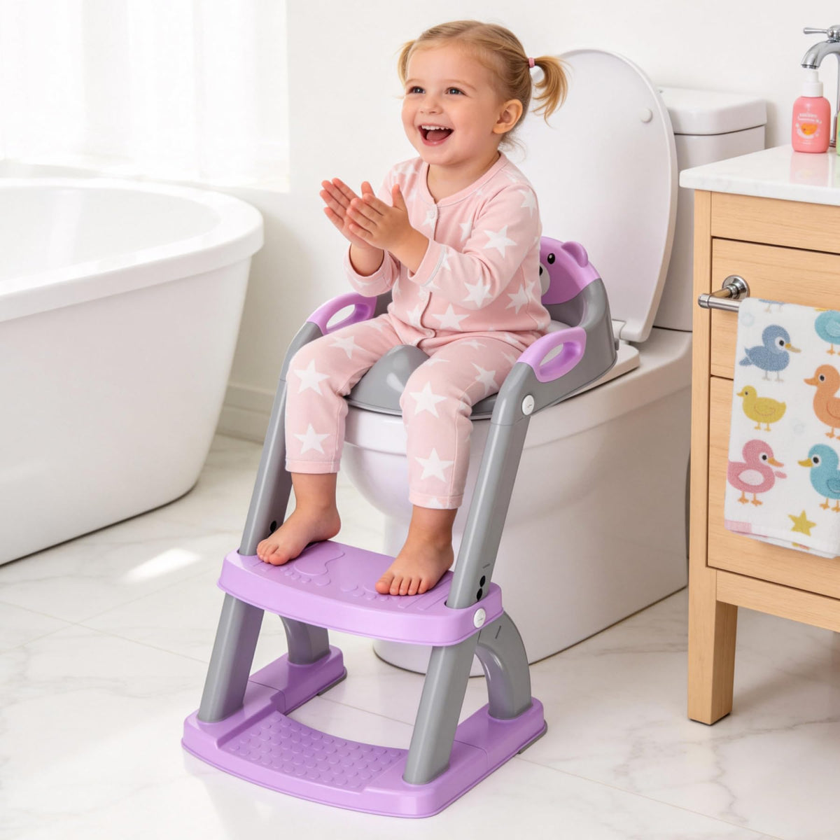 Potty Training Toilet for Toddlers, 2-in-1 Potty Training seat, Anti-Slip (Chocolate, Bear)