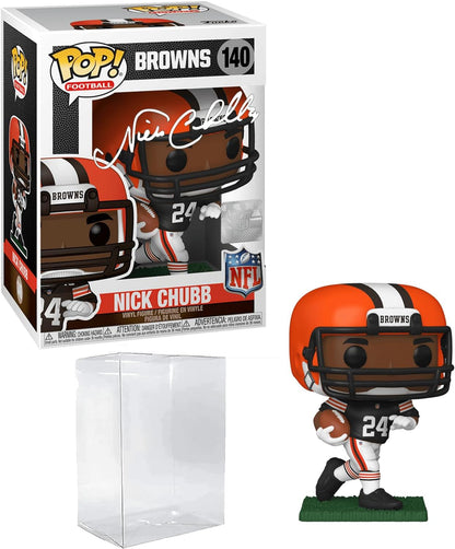 Nick Chubb #140 Facsimile Signed Reprint Laser Autographed Funko POP! Cleveland Browns Figurine with Protector Case