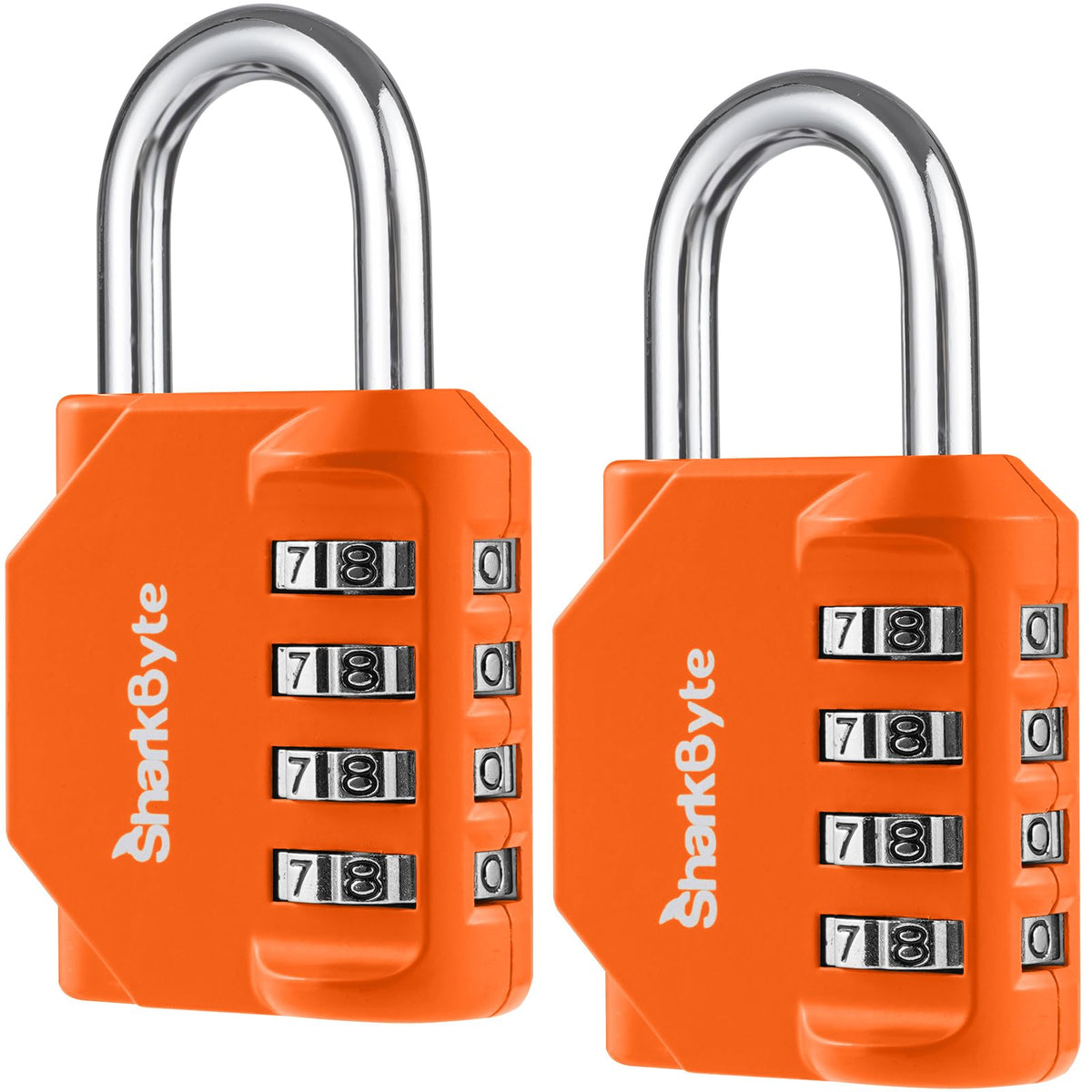 SharkByte Heavy Duty Combination Padlock – 4-Digit Weatherproof Outdoor Lock with Stainless Steel Shackle, Anti-Rust Resettable Code for Gym, School, Locker, Shed, Toolbox, Gate & Warehouse - Purple