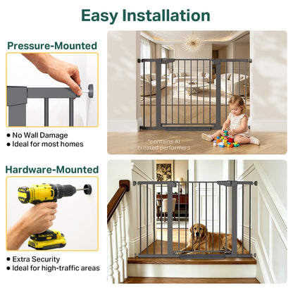 Cumbor 29.7-51.5 in Extra Wide Baby Gate for Stairs, Dog Gate Indoor Black