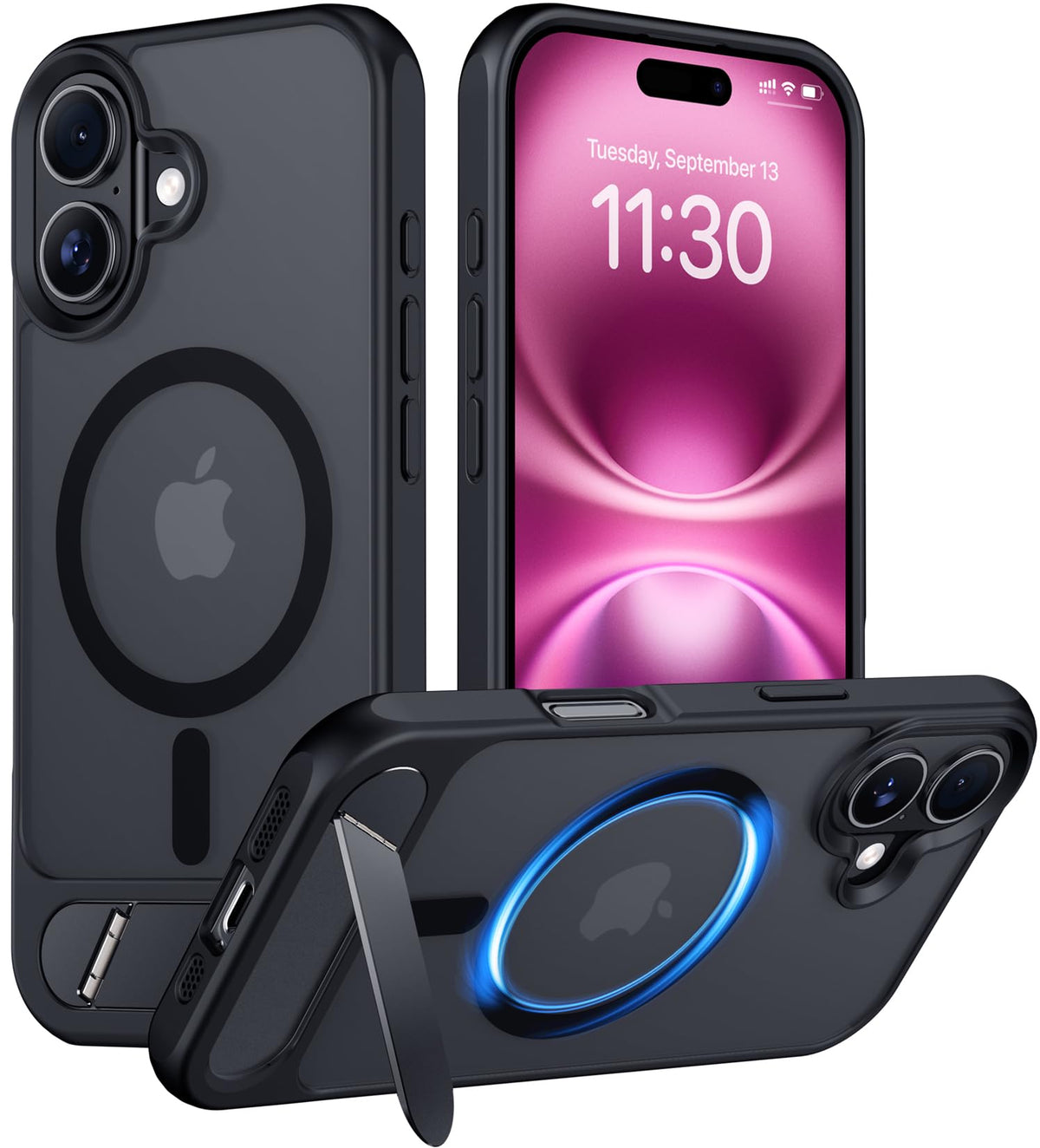 Temdan Magnetic Compatible with iPhone 16 Pro Max Case, [Built-in Invisible Kickstand][Compatible with MagSafe] [Military Grade Shockproof] Slim Translucent Matte Phone Case for iPhone 16 Pro Max 6.9"