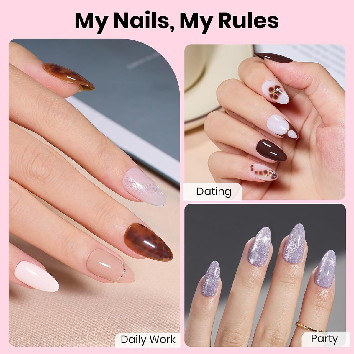 Beetles Soft Gel Nail Kit Almond Short 288pcs 12 Sizes Nail Tips with Glue