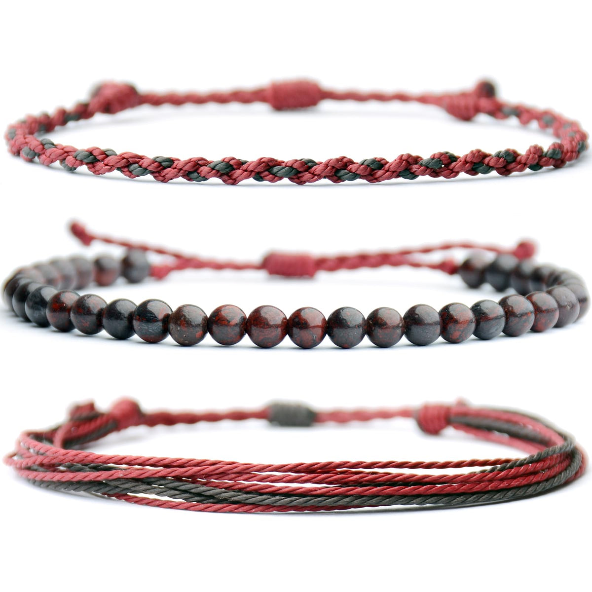 Mezcla Vida Handmade Natural Stone Beaded Healing Bracelet Gift for Men Adjustable Rope String Bracelet