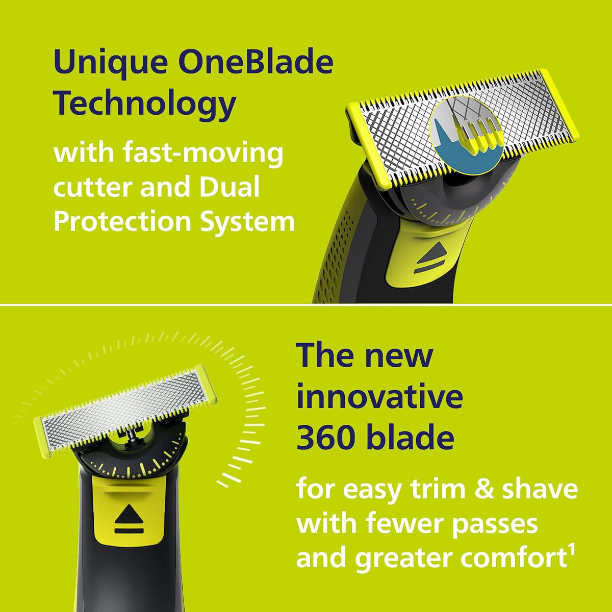 Philips Norelco OneBlade 360 Hybrid Face Trimmer and Shaver, 5 Length Comb