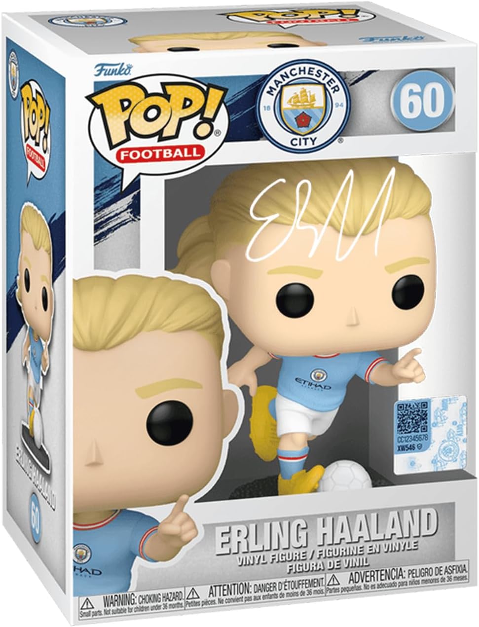 Erling Haaland #60 Facsimile Signed Reprint Laser Autographed Funko POP! Soccer Manchester City Figurine with Protector Case