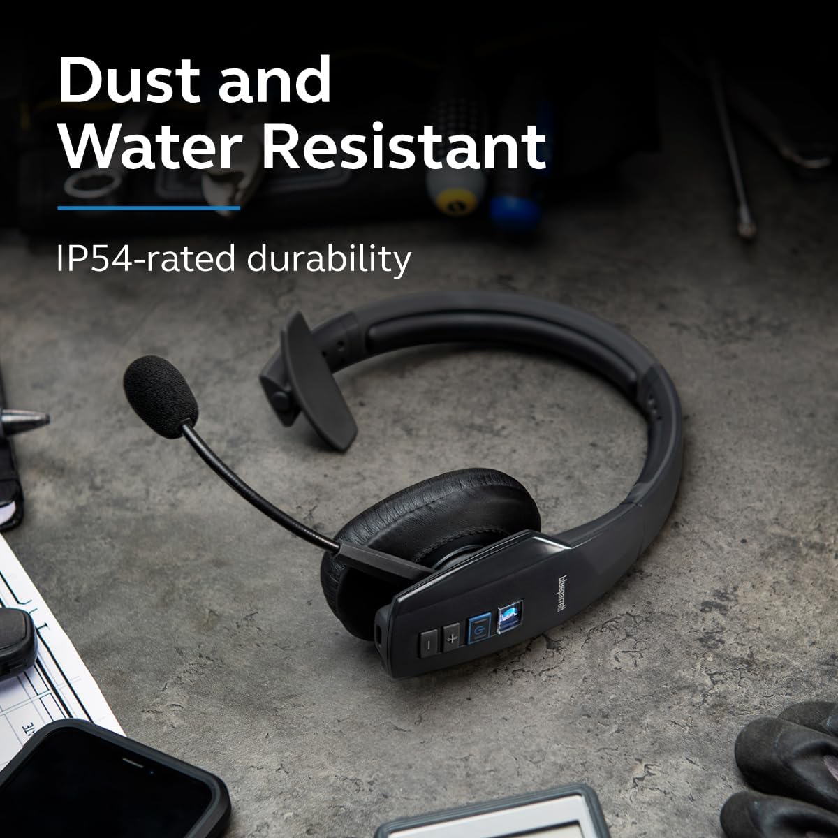 BlueParrott B450-XT Noise Cancelling Bluetooth Headset – Updated Design with Long Wireless Range, Up to 24 Hours of Talk Time & IP54-Rated Wireless Headset (Renewed)