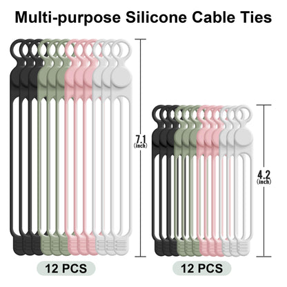 Silicone Cable Ties, Cord Organizer Cable Management,2Sizes-Grey