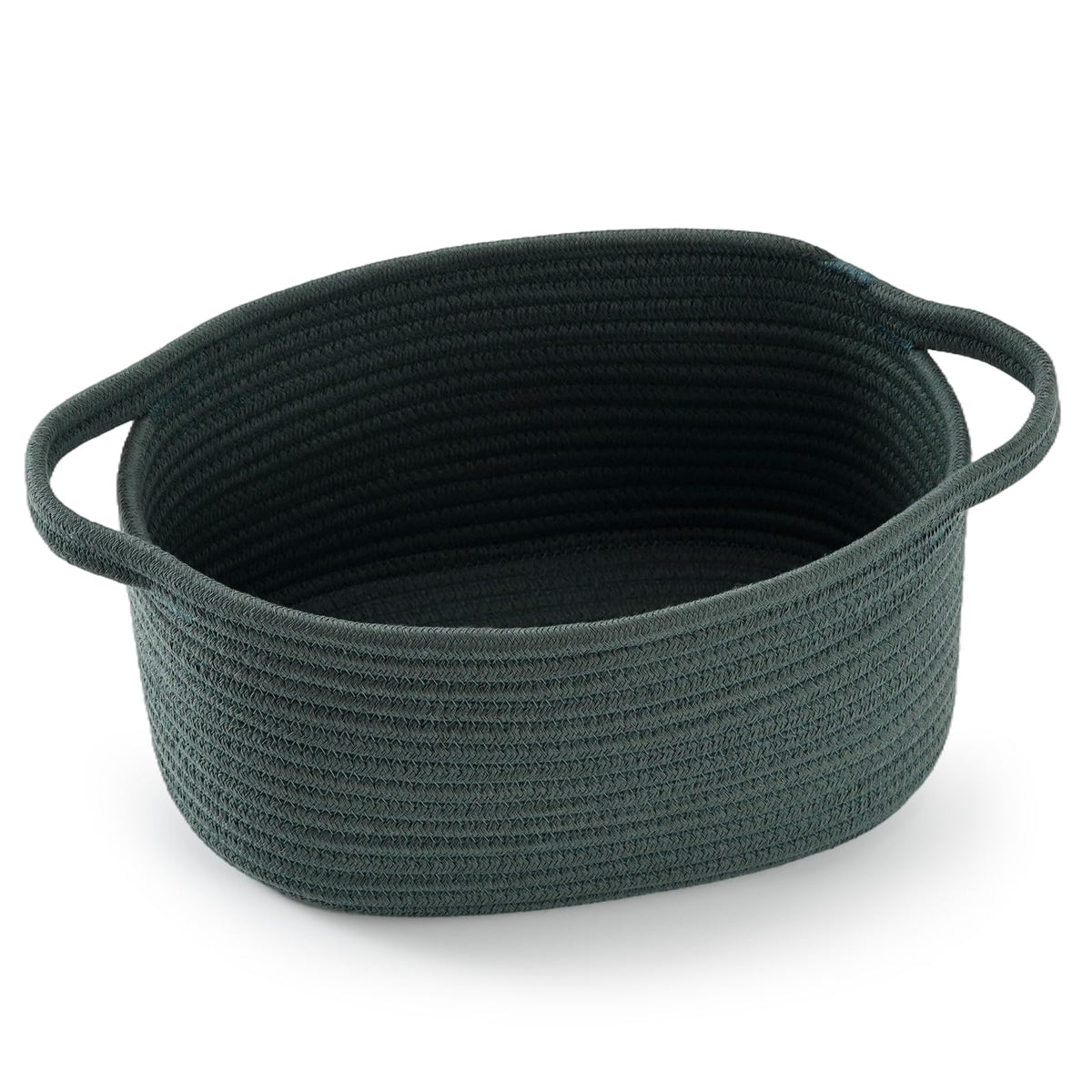 Happyiren Brown Woven Cotton Rope Storage Basket with Lace Trim