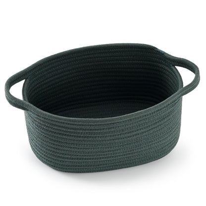 Happyiren Brown Woven Cotton Rope Storage Basket with Lace Trim
