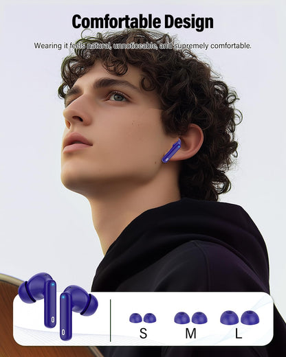 Wireless Earbuds, Bluetooth 5.4 Headphones Bass Stereo/Clear Call,Rose Gold