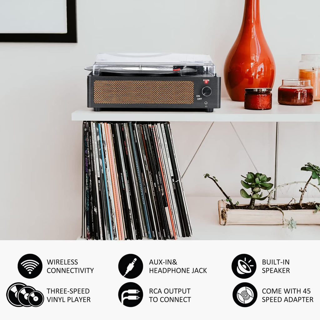 Seasonlife® Record Player for Vinyl Turntable with Speakers,Pale Purple