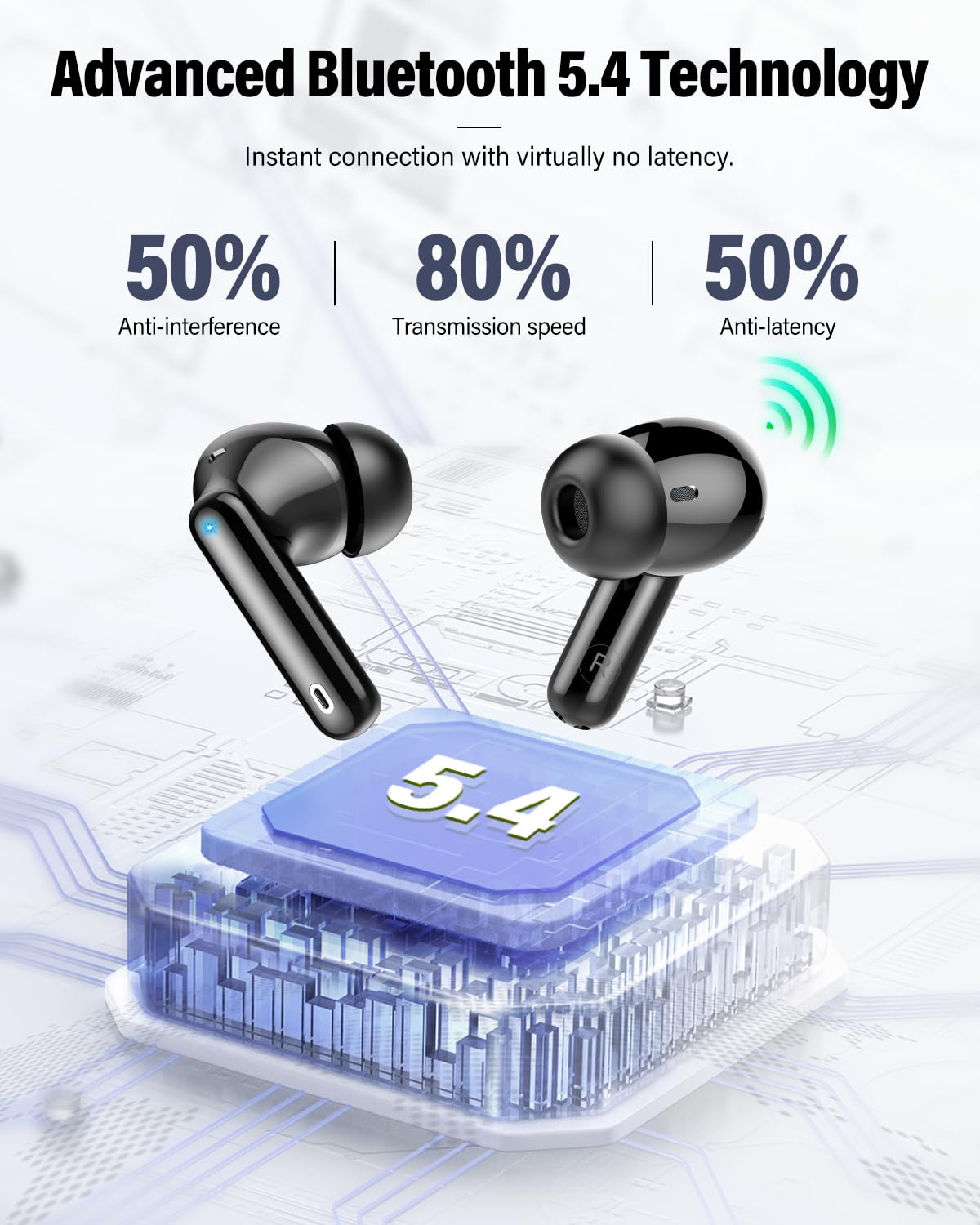 Wireless Earbuds, Bluetooth 5.4 Headphones Bass Stereo/Clear Call,Rose Gold