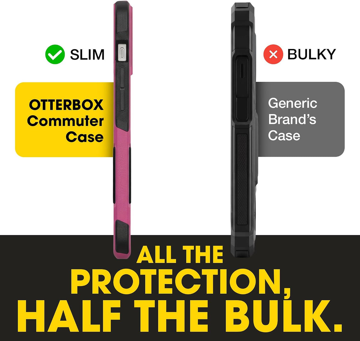 OtterBox iPhone 14 & iPhone 13 Commuter Series Case - BLACK , slim & tough, pocket-friendly, with port protection