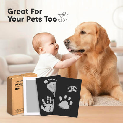 4pk Inkless Baby Hand and Footprint Kit, Mess Free Ink Pads (Jet Black, R)