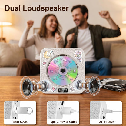 Gueray CD Player Portable Bluetooth Desktop CD Player for Home (Black)