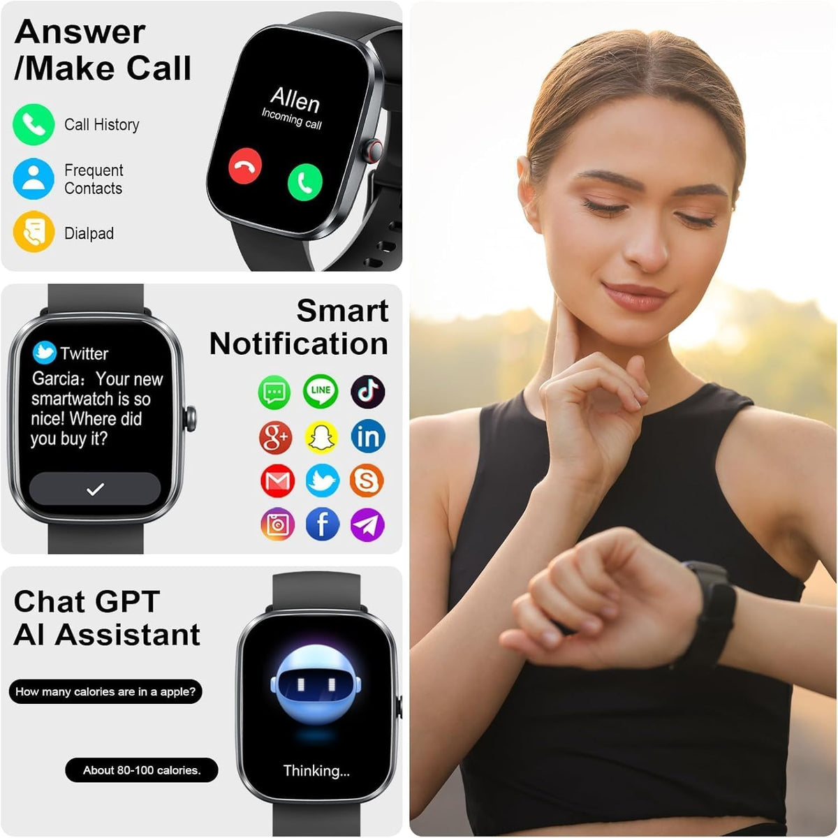 Motast Smart Watch, Fitness Tracker 1.69'' HD for Men Women,