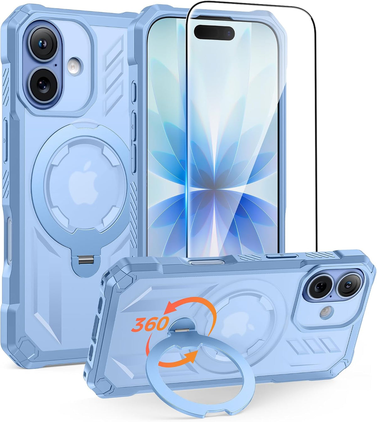 FNTCASE for iPhone 17 Case with 360 Spin Magnetic Stand