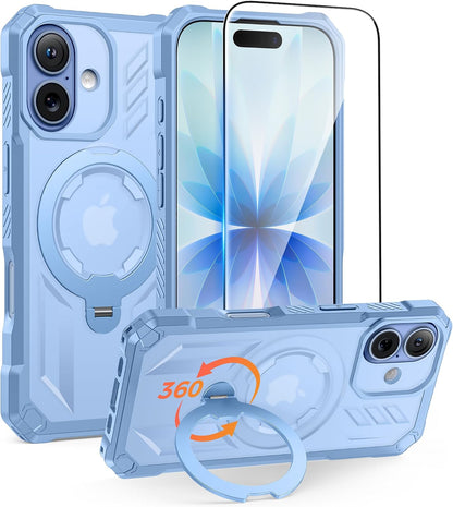 FNTCASE for iPhone 17 Case with 360 Spin Magnetic Stand