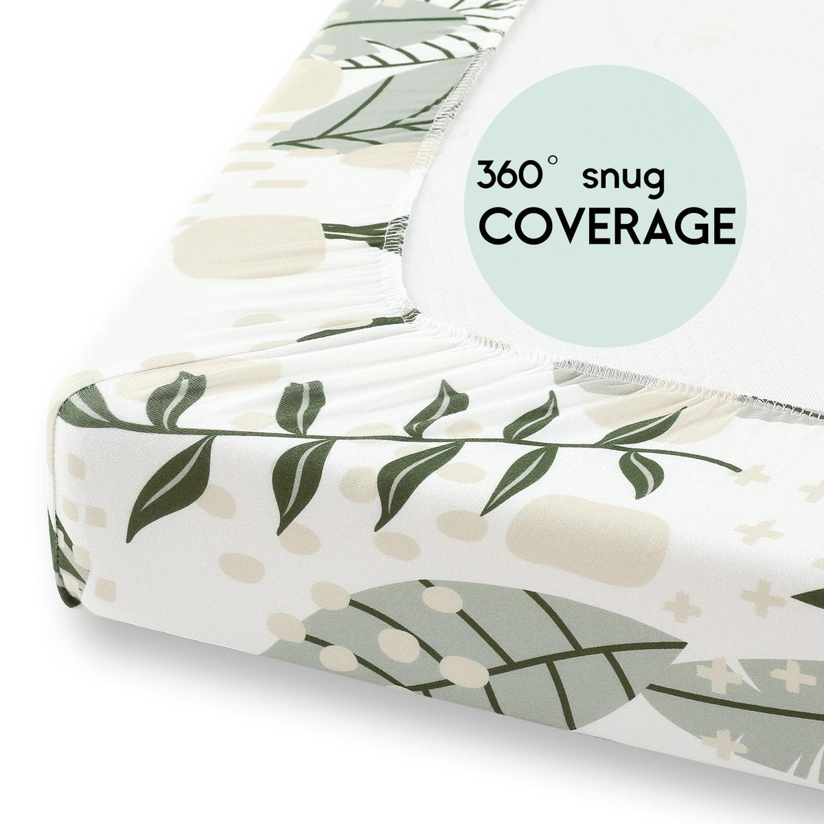 Yoofoss 2-Pack Baby Crib Sheets for Boys Girls 52x28 (Green+Leaf)