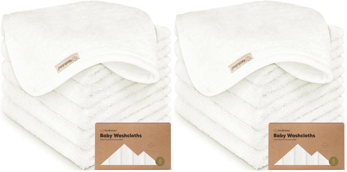 6-Pack Baby Washcloths, Soft Absorbent Washcloths for Face, Body (White)