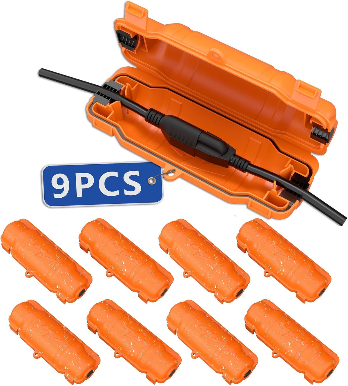 9 Pack Outdoor Extension Cord Safety Cover, Waterproof, Orange