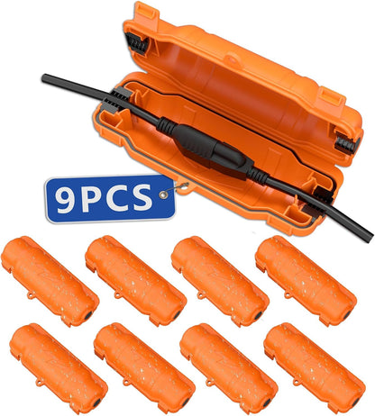 9 Pack Outdoor Extension Cord Safety Cover, Waterproof, Orange