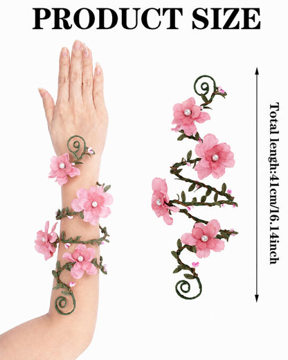 FRESHME Renaissance Fairy Floral Arm Wrap - 1 PC Elf Bracelet Forest Mother Nature Costume Renfaire Cosplay Fairy Accessories