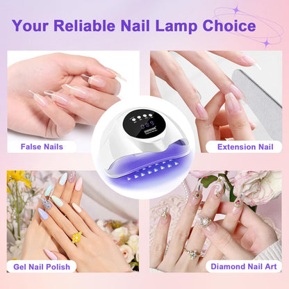 JODSONE Gel Nail Kit,210Pcs BS-74 Short Almond Nail Tips with U V Light