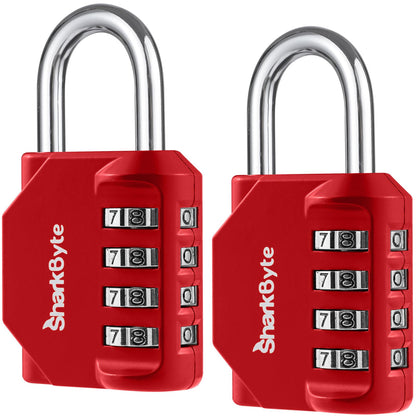 SharkByte Heavy Duty Combination Padlock – 4-Digit Weatherproof Outdoor Lock with Stainless Steel Shackle, Anti-Rust Resettable Code for Gym, School, Locker, Shed, Toolbox, Gate & Warehouse - Purple