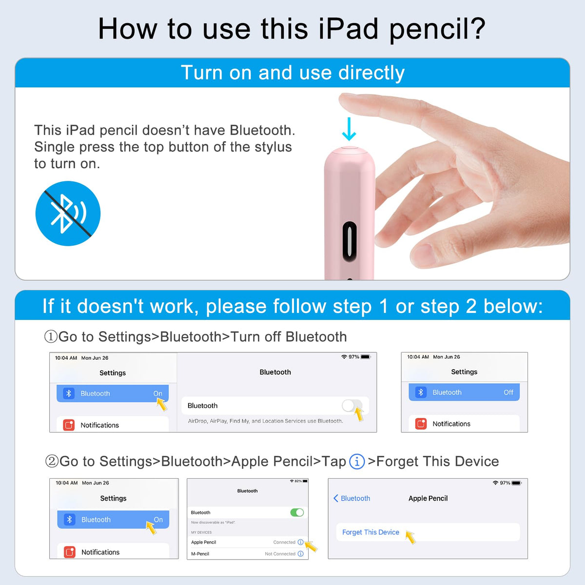 DIGIROOT iPad Pencil for 2018-2026, Plam Rejection Stylus Pen for iPad