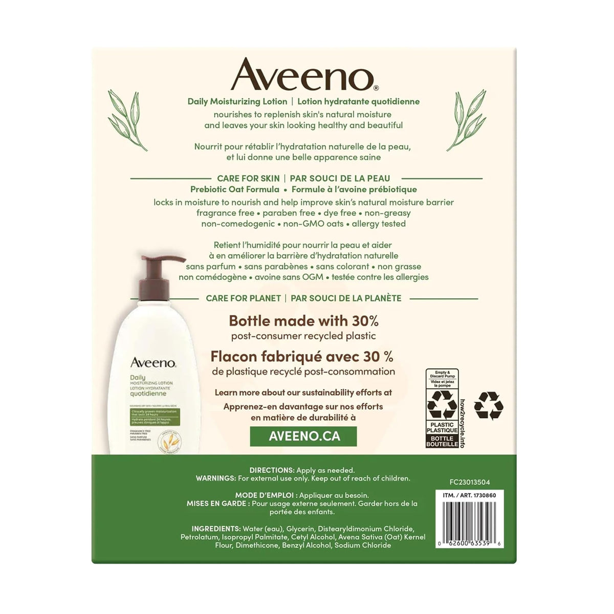 Aveeno Daily Moisturizing Body Lotion, Fragrance-Free, 18 fl. oz
