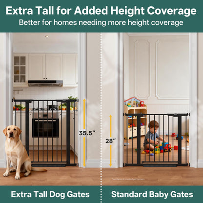 InnoTruth 27-36.6 in Wide Baby Gate for Stairs and Doorways, Black