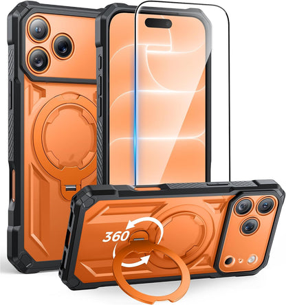 FNTCASE for iPhone 17 Case with 360 Spin Magnetic Stand