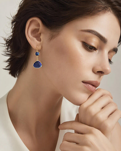 Handmade Dangle Drop Birthstone Earrings 14K Gold - Plated Hypoallergenic Lightweight & Comfortable Elegant Gemstone Earrings for Women