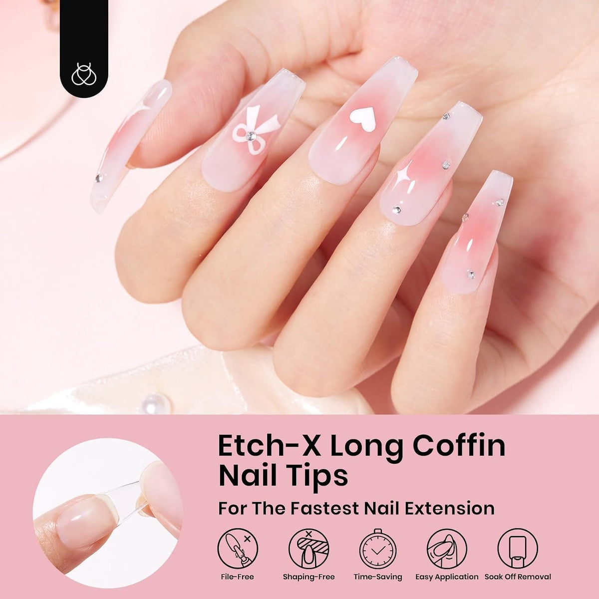 Beetles Soft Gel Nail Kit Almond Short 288pcs 12 Sizes Nail Tips with Glue