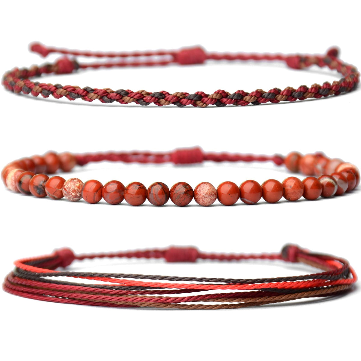 Mezcla Vida Handmade Natural Stone Beaded Healing Bracelet Gift for Men Adjustable Rope String Bracelet