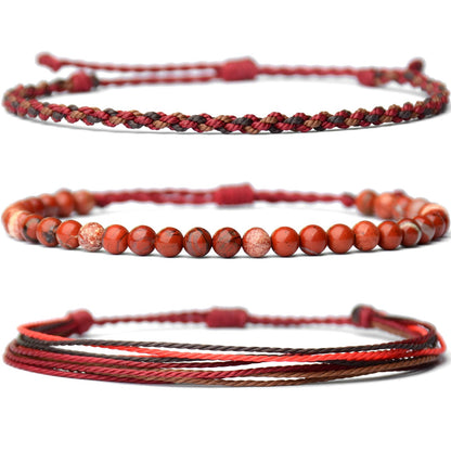 Mezcla Vida Handmade Natural Stone Beaded Healing Bracelet Gift for Men Adjustable Rope String Bracelet