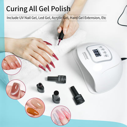 JODSONE Gel Nail Kit,210Pcs BS-74 Short Almond Nail Tips with U V Light