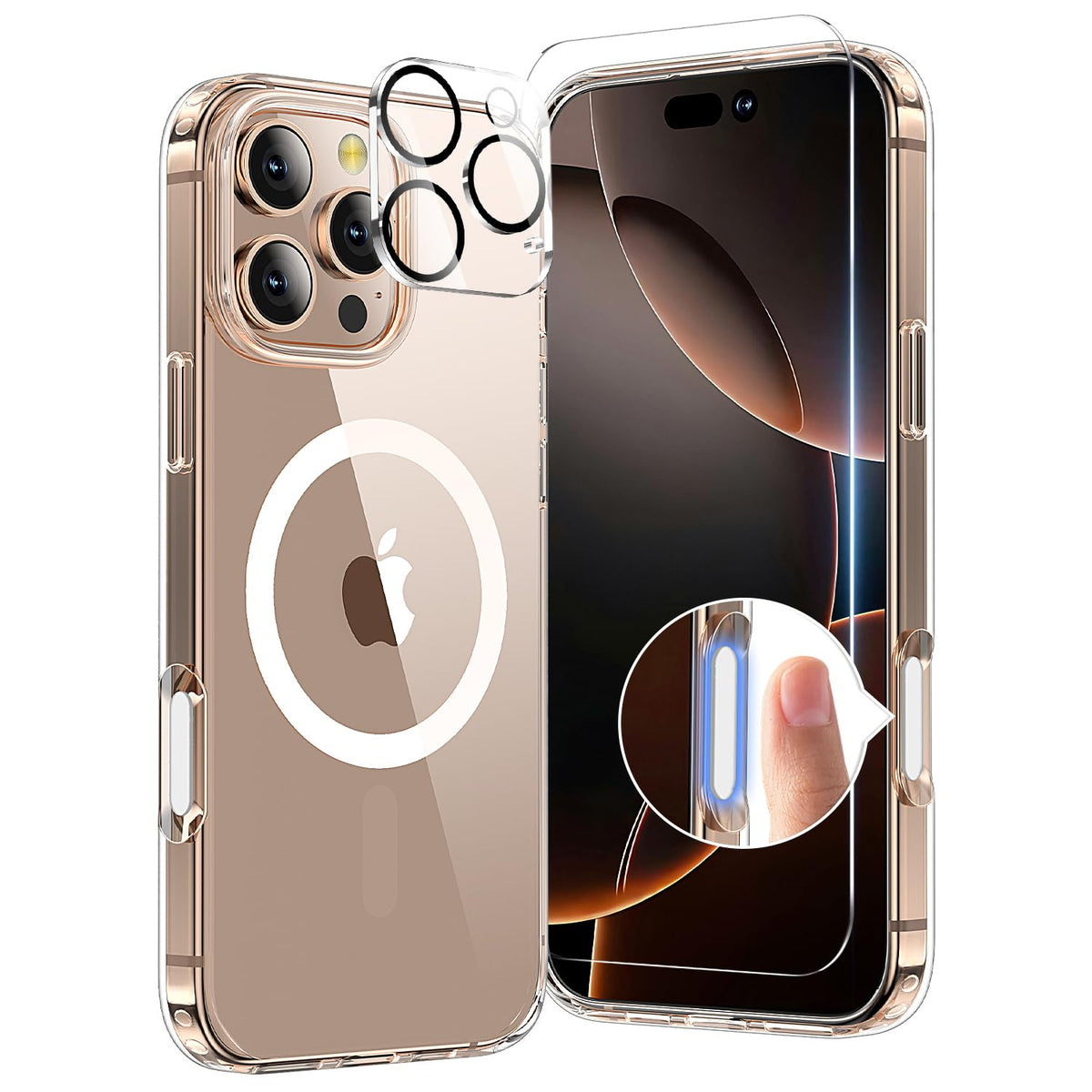 toushion 3 in 1 for iPhone 15 Plus Case Transparent