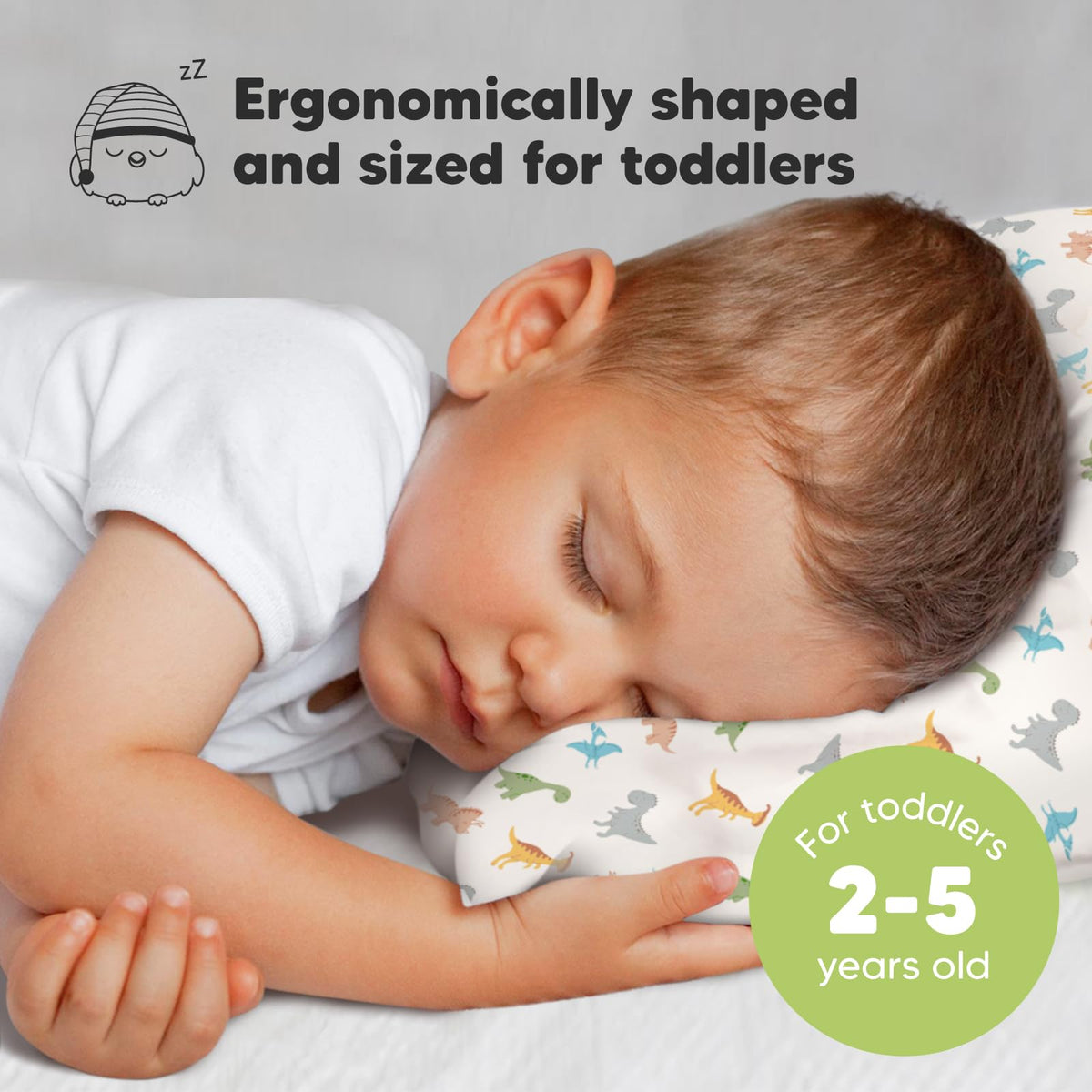 Toddler Pillow with Pillowcase 13x18 My Little Dreamy Pillow(Jolly Rainbow)