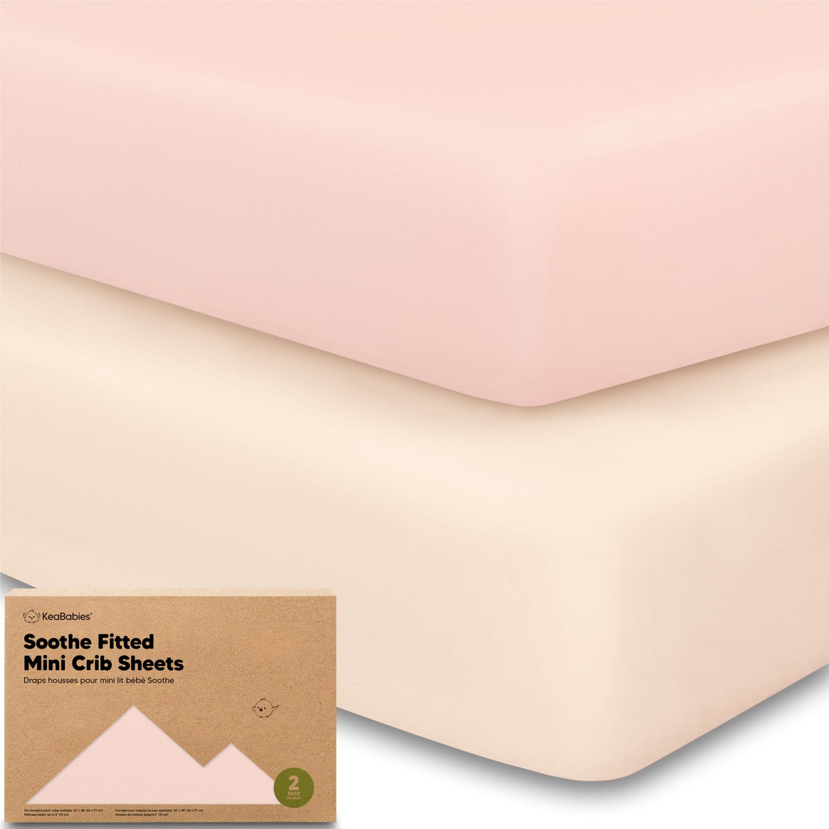 2pk Mini Crib Sheets Fitted 38x26 Pack N Play Mattress Sheet (Bumble Bear)