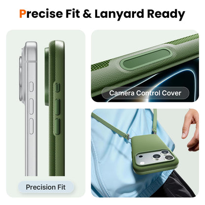 Mkeke for iPhone 17 Pro Max Case Techwoven Green, [Compatible with MagSafe] [Camera Control Cover] [Premium Tech Woven Fabric] [Drop Protection] Shockproof Skin-Friendly