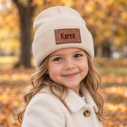 EDSG Personalized Baby Beanie Hat, Custom Winter Knit Name Hat for Newborn Infant Adult