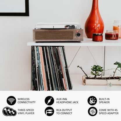 Seasonlife® Record Player for Vinyl Turntable with Speakers,Pale Purple