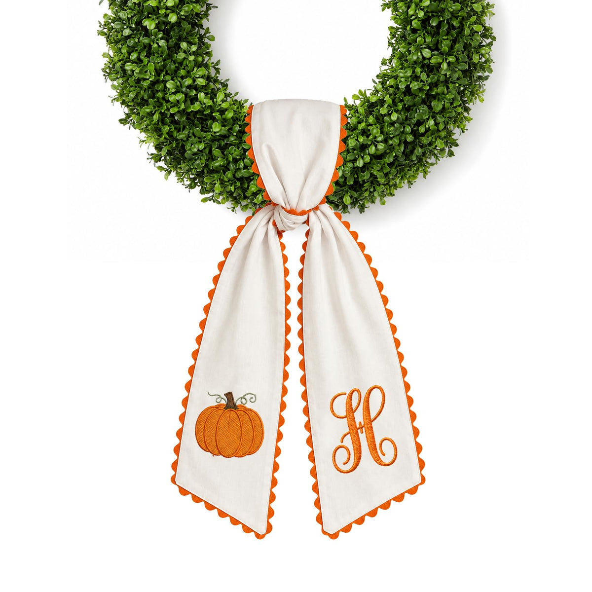 Halloween Pumpkin Wreath Sash Fall Front Door Orange Bow Decor (Y)