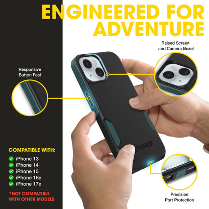 OtterBox iPhone 17e, 16e, 15, 14, & 13 Commuter Series Case - Black, Slim & Tough, Pocket-Friendly, with Port Protection - Thin & Protective iPhone Case, Dual-Layer, Impact Absorbing iPhone Case