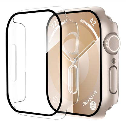 Smiling 2 Pack Case Compatible with Apple Watch Series 9 (2023)/Series 8 /Series 7 45mm with Tempered Glass Screen Protector, Hard PC Case Overall Protective Cover- Starlight